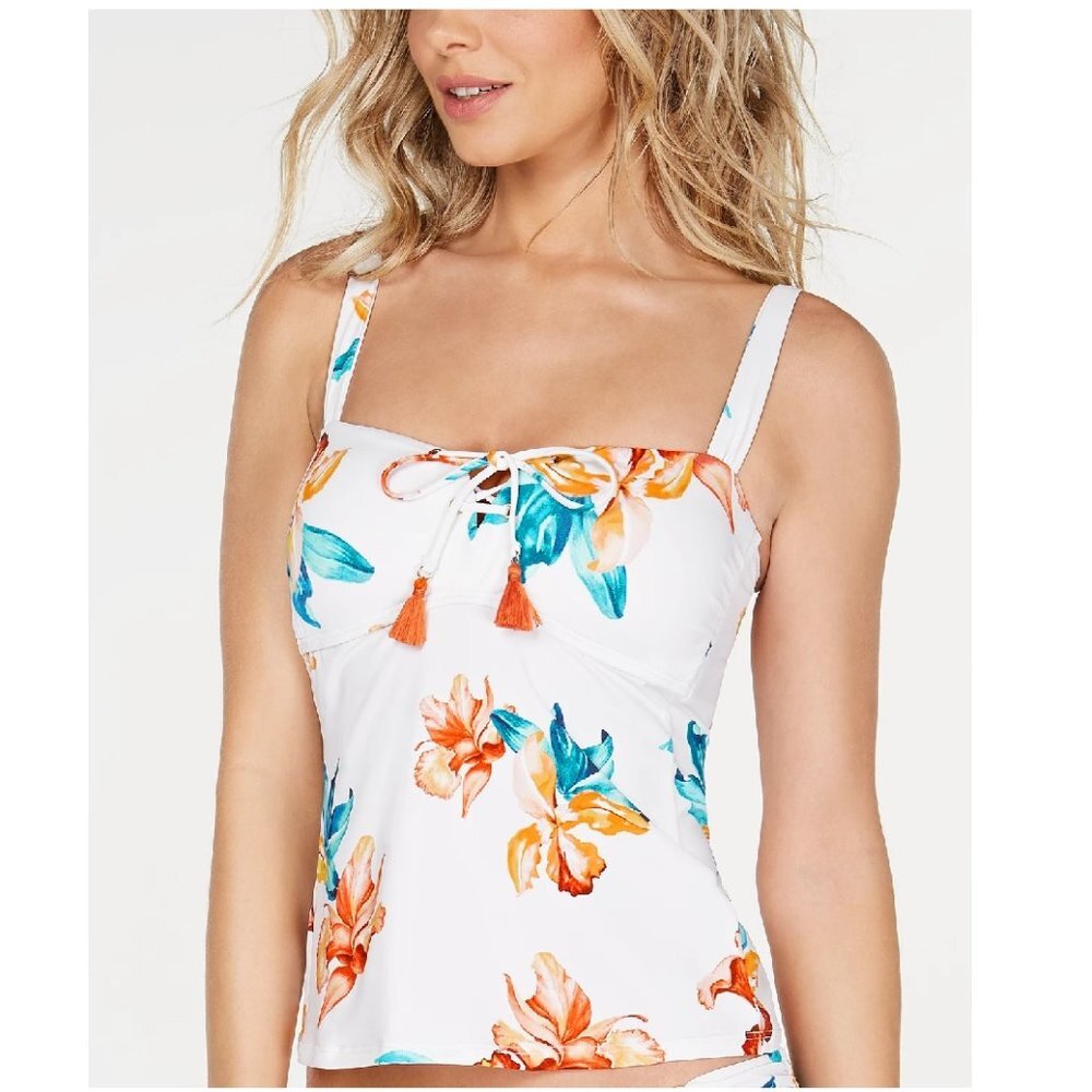 Bar III Iris Printed Tankini Top